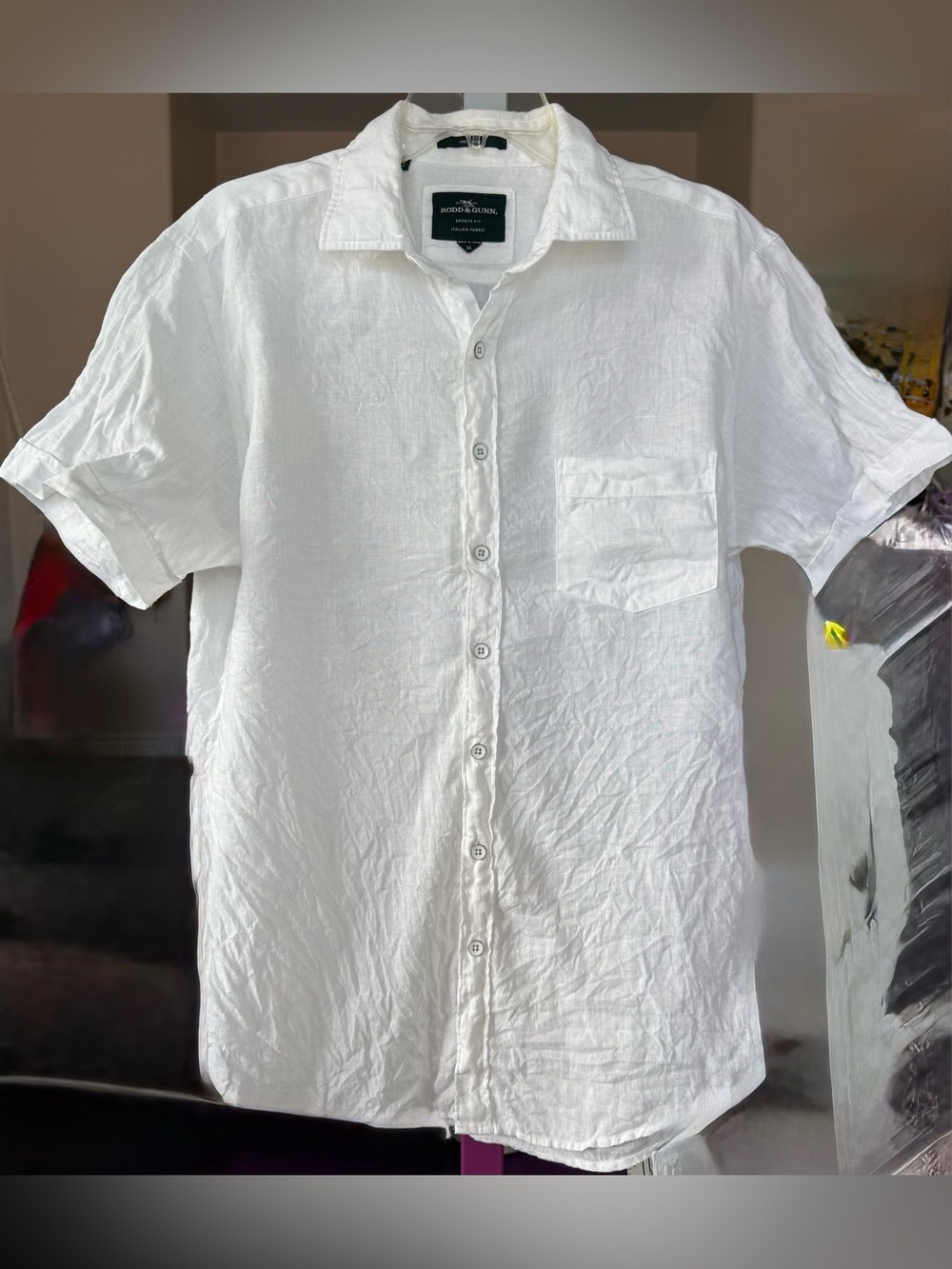 EUC: Rodd & Gunn Ellerslie Italian Linen Shirt Snow White Sports Fit M CLEAN